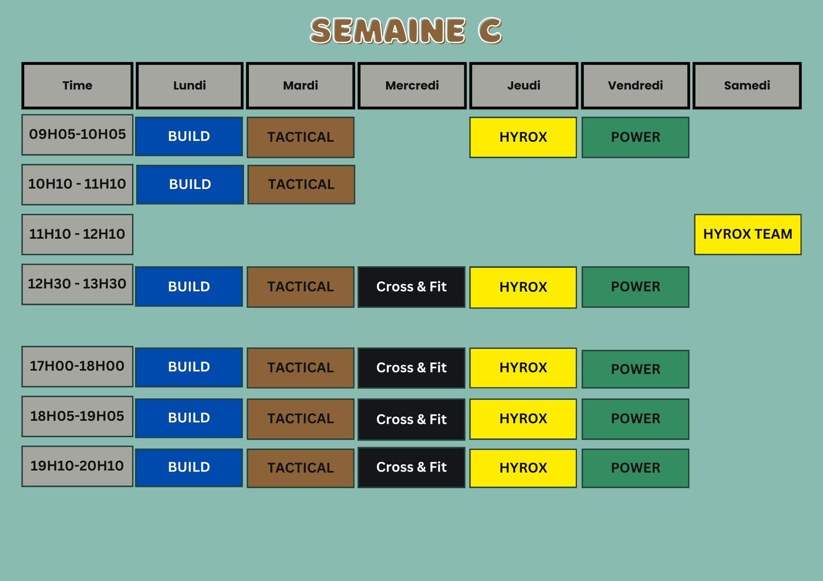 Planning Semaine C